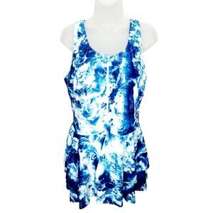 Uniquebella Blue & White One Piece Swimsuits -Dress Tummy Control New Size 2XL